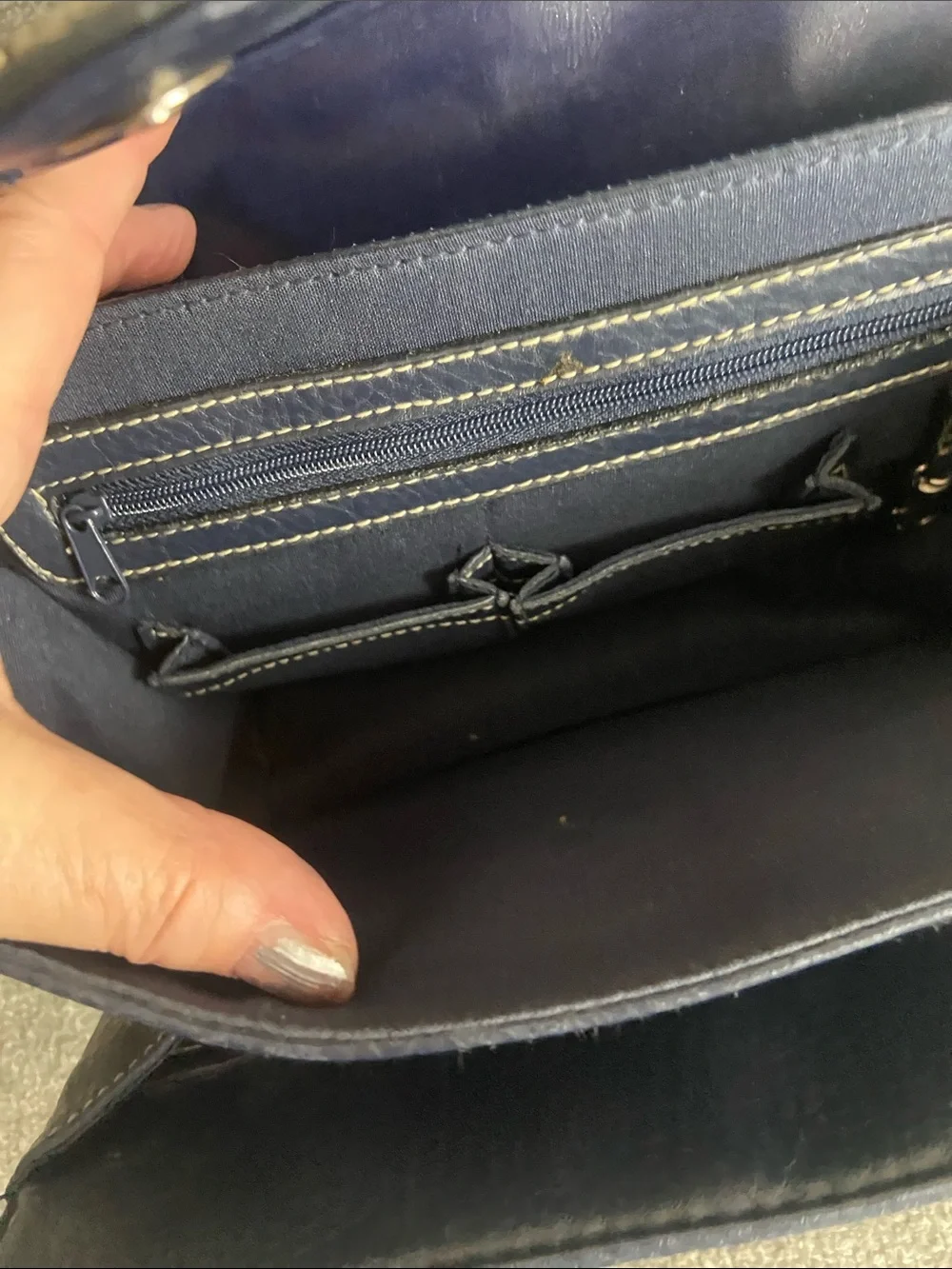 Women's Navy Crossbody Bag with Decorative Hardware